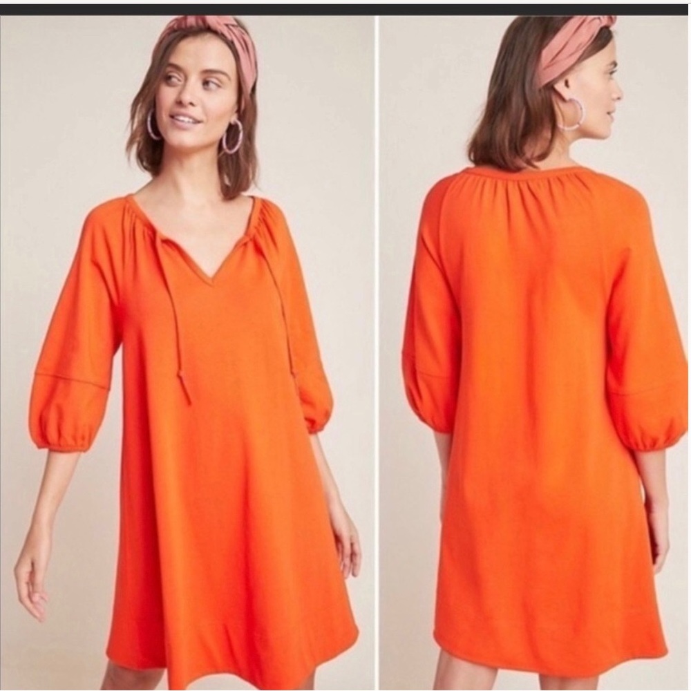 Anthropologie Orange Flare Dress, Size S, NWT